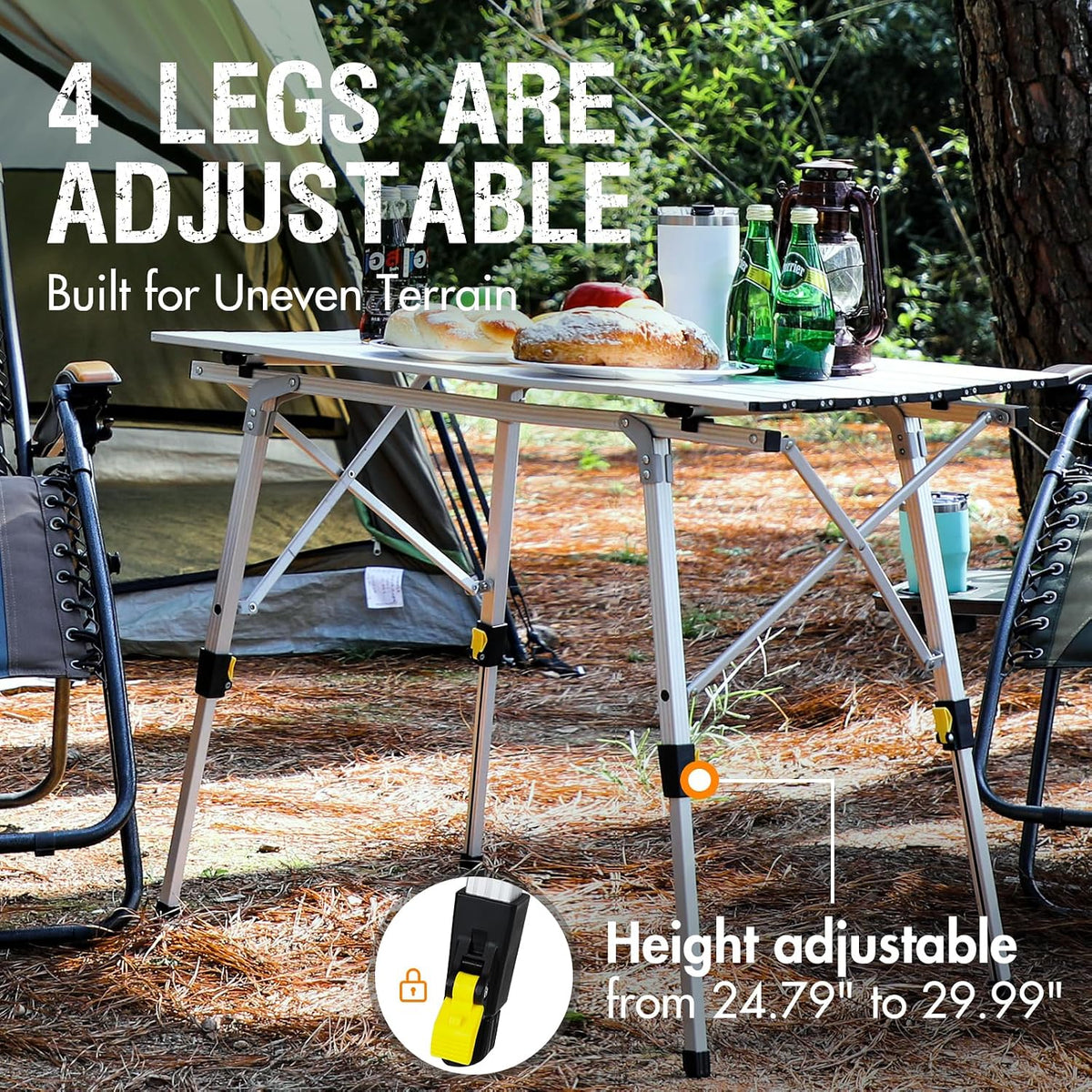 Portal Folding Camping Table, 132 LBS Outdoor Table with Adjustable Legs