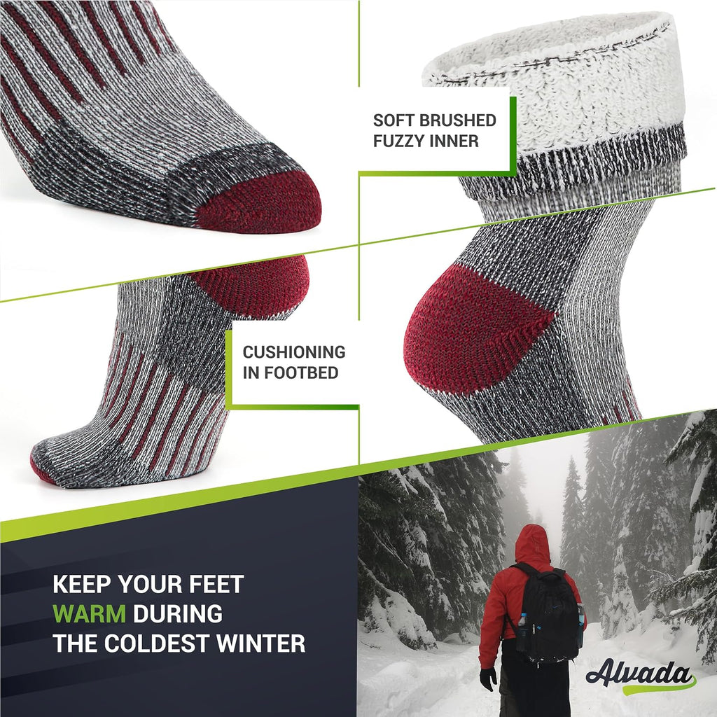 Alvada Warm Thermal Wool Socks for Winter Moisture Wicking and Breathable Cozy Boot Socks