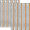 Stainless Steel Metal Ruler:[10 Pieces 12 Inch] Stainless Steel Metal Ruler with Cork Backing Non-Slip Rulers with Inch and Centimeters Metal Ruler Drafting Office Tools Prevent Ink Leakage