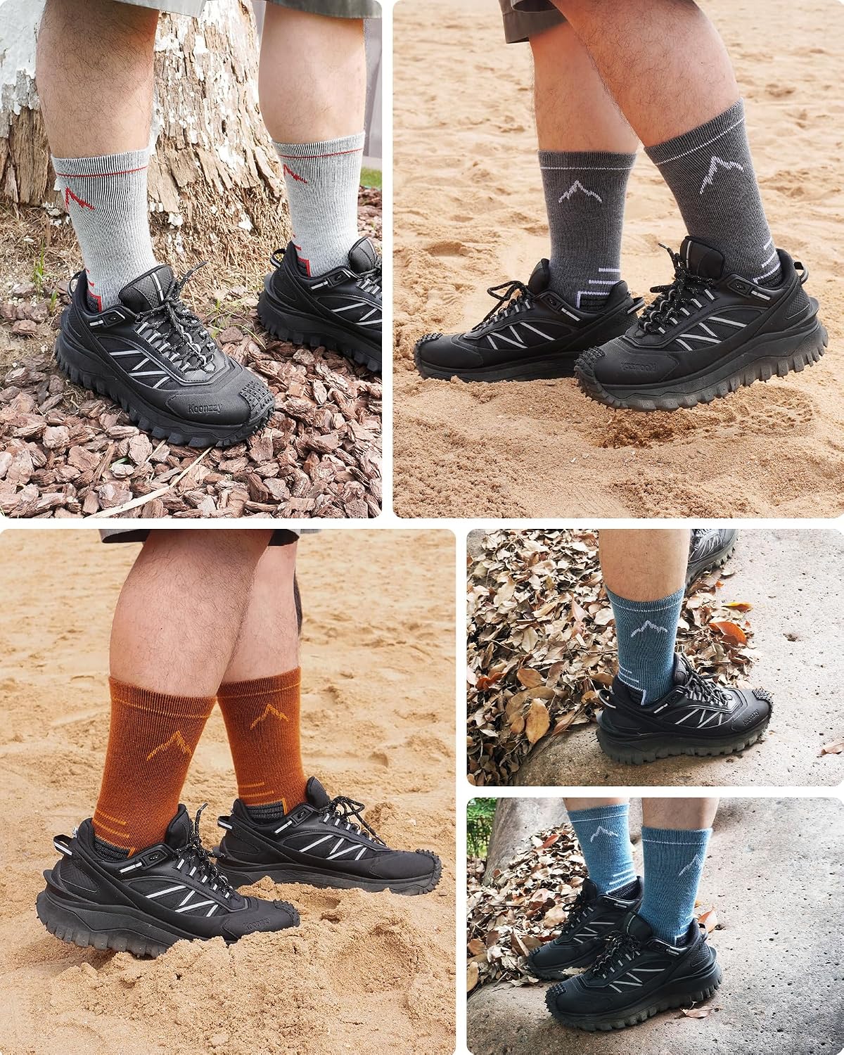 SIXDAYSOX Merino Wool Socks Mens, Crew Cushioned Hiking Socks Men Size 8-16