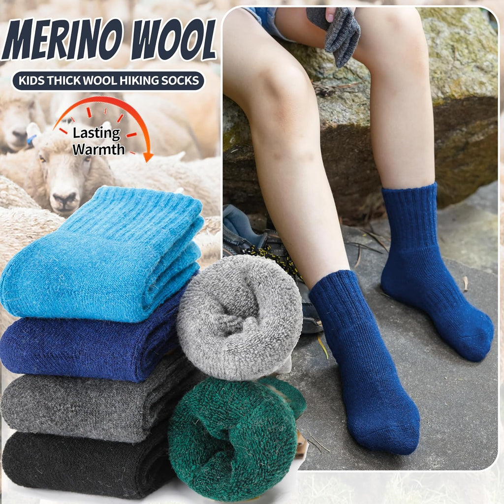 EBMORE Kids Merino Wool Hiking Thermal Winter Socks