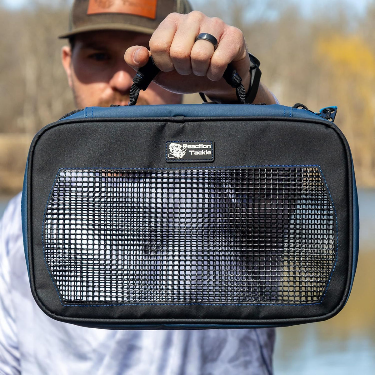 Reaction Tackle Deluxe Bait Binder, Water Resistant Soft Bait Storage System for Soft Plastics and Rigs with Zippered Sleeves, Mesh Bag