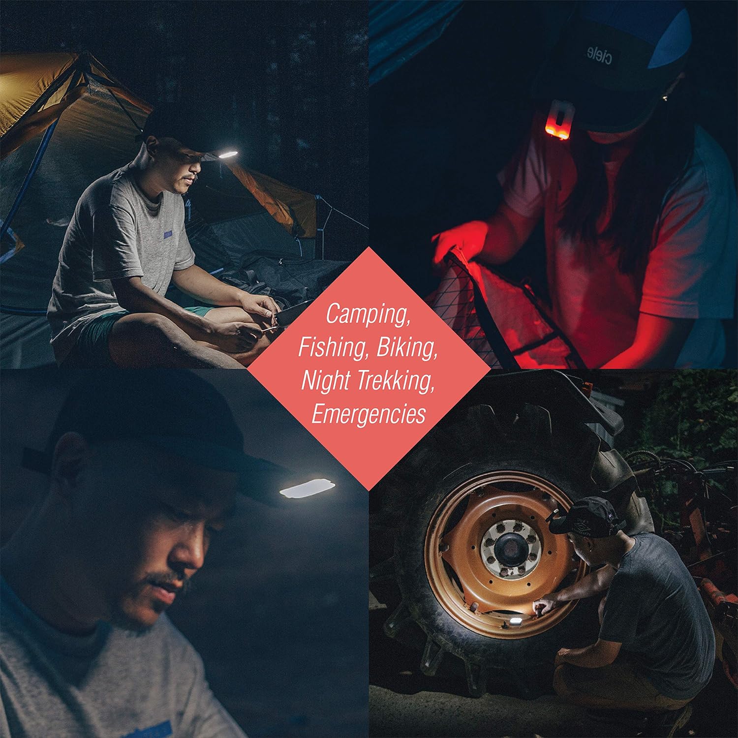 Claymore Capon 40B Red Clip-On Cap Light – USB-C Rechargeable 230LM LED Headlamp | 3 Light Modes 180° Adjustable Beam IP54 Water Resistant Up to 12 Hrs Runtime for Camping, Running, Outdoor