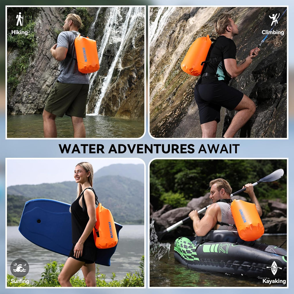 MARCHWAY Floating Waterproof Dry Bag Backpack 5L/10L/20L/30L/40L, Roll Top Sack Keeps Gear Dry for Kayaking, Rafting, Boating, Swimming, Camping, Hiking, Beach, Fishing