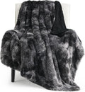 Bedsure Faux Fur Fluffy Sherpa Blanket Couch Throw Tie Dye Black 50"x60"