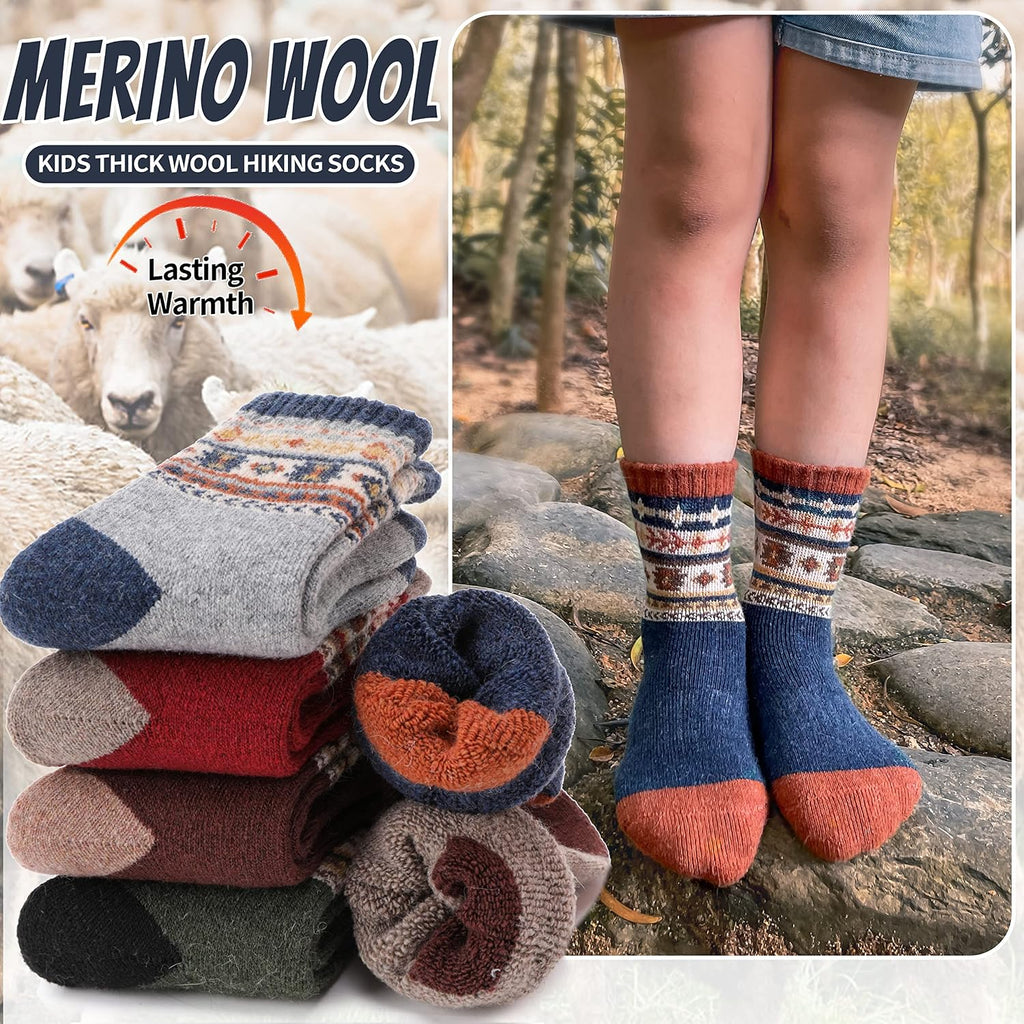 EBMORE Kids Merino Wool Hiking Thermal Winter Socks