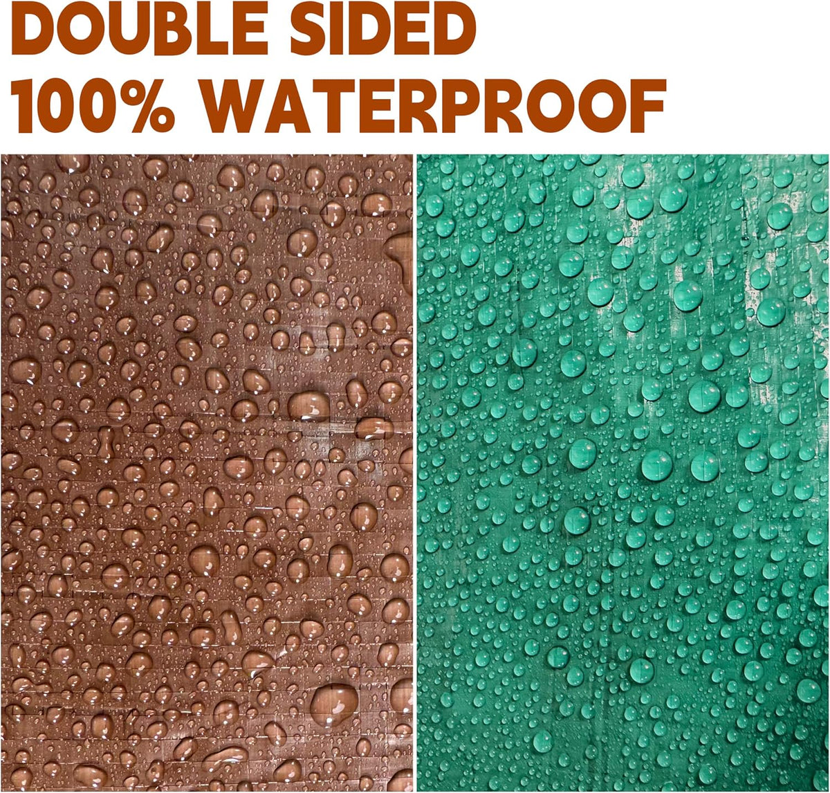 50x50Ft 7mil Waterproof Tarp Reinforced Edges Grommets, Green/Brown