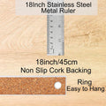 Metal Ruler 18 Inch, Non-Slip Cork Backing, Ink Bleed-Resistant Edge, 2 Pcs