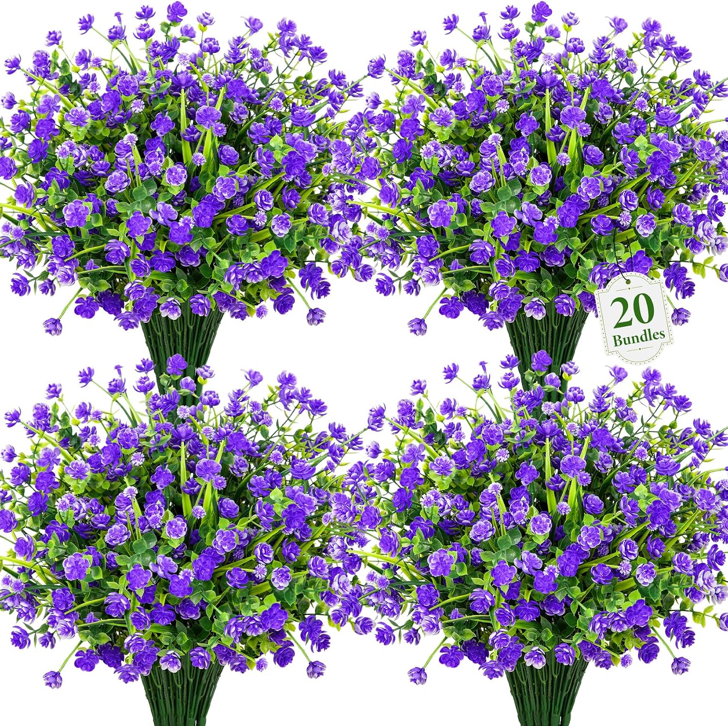 20 Pcs Artificial Fall Flowers for Outdoor Fake Mums Plastic Plants