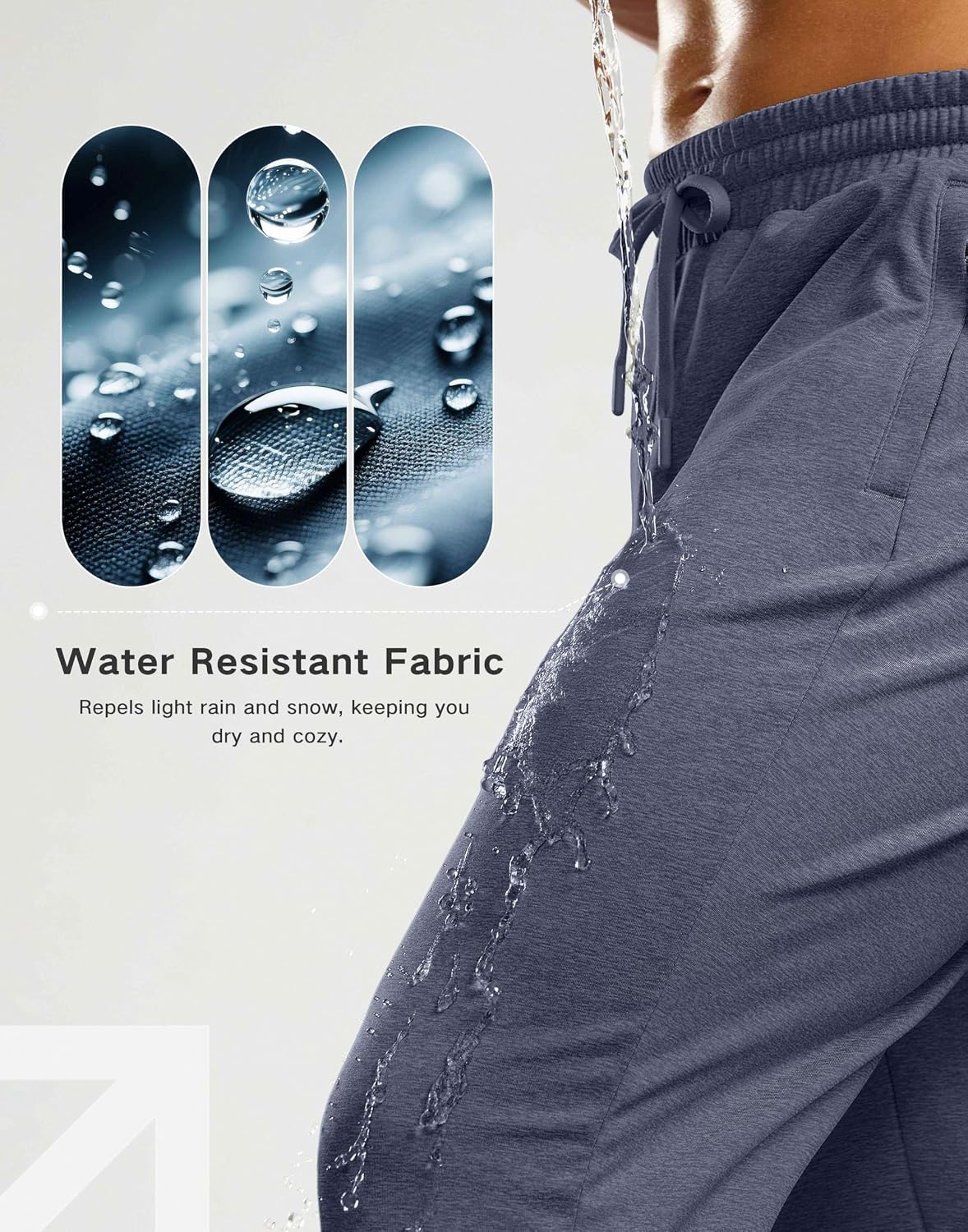G Gradual Men's Fleece Lined Pants with 3 Zipper Pockets Water Resistant Winter Warm Hiking Pants Athletic Sweatpants for Men