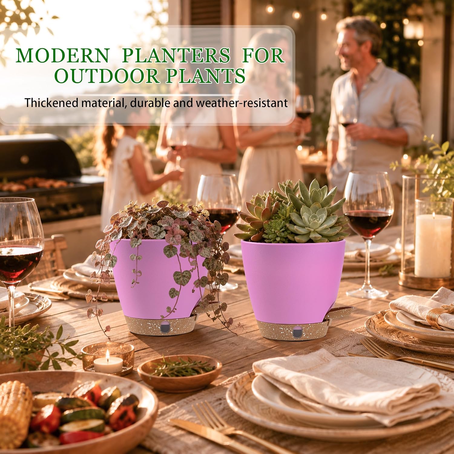 6 Inch Small Self Watering Pots for Indoor Outdoor Plants,5-Pack