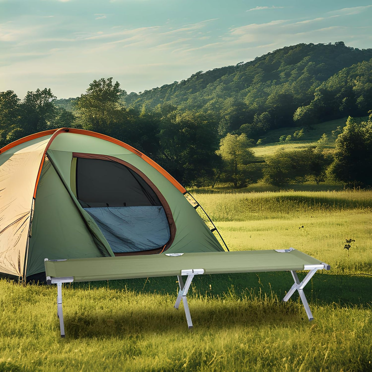 Outvita 25" Wide Folding Camping Cot with Carry Bag for Adults Outdoor