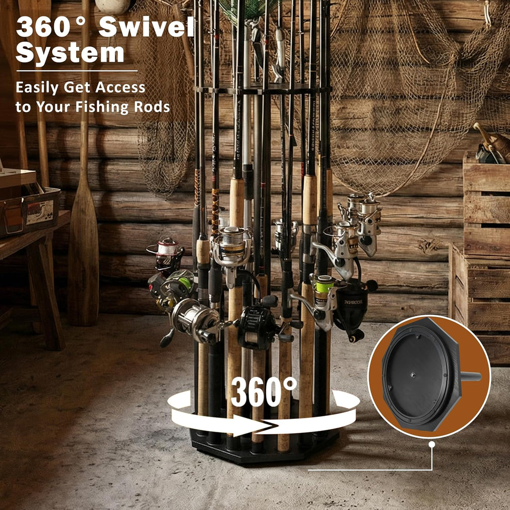 Rush Creek Creations 16-Rod Round Fishing Rod Holder for Garage, Tackle Box