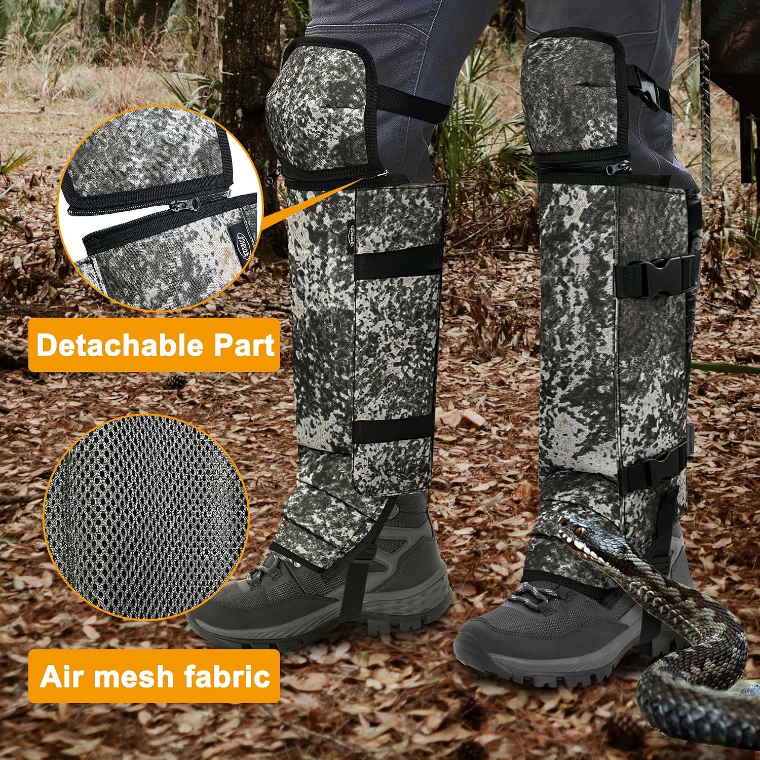 MDSTOP Snake Gaiters Leg Guards, Waterproof Snake Guards, Adjustable Snake Bite Protection for Lower Legs, Snake Chaps for Men & Women, Snake Proof Gaiters for Hunting,Outdoor and Farm Working