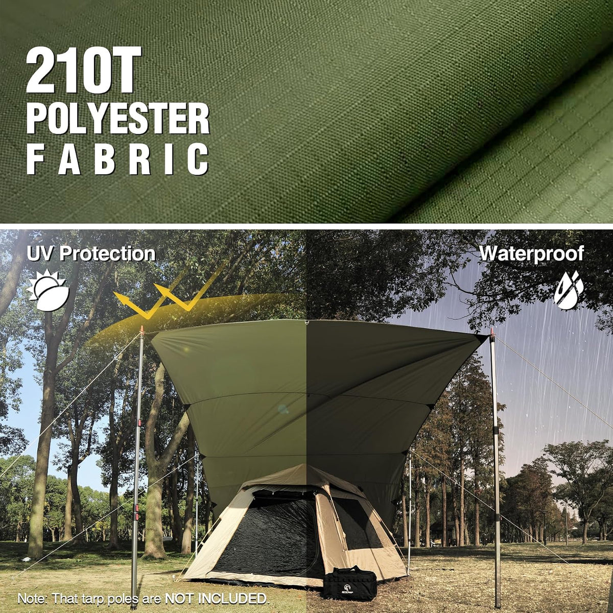 REDCAMP 10x17ft Large Waterproof Camping Tarp Hammock Rain Fly