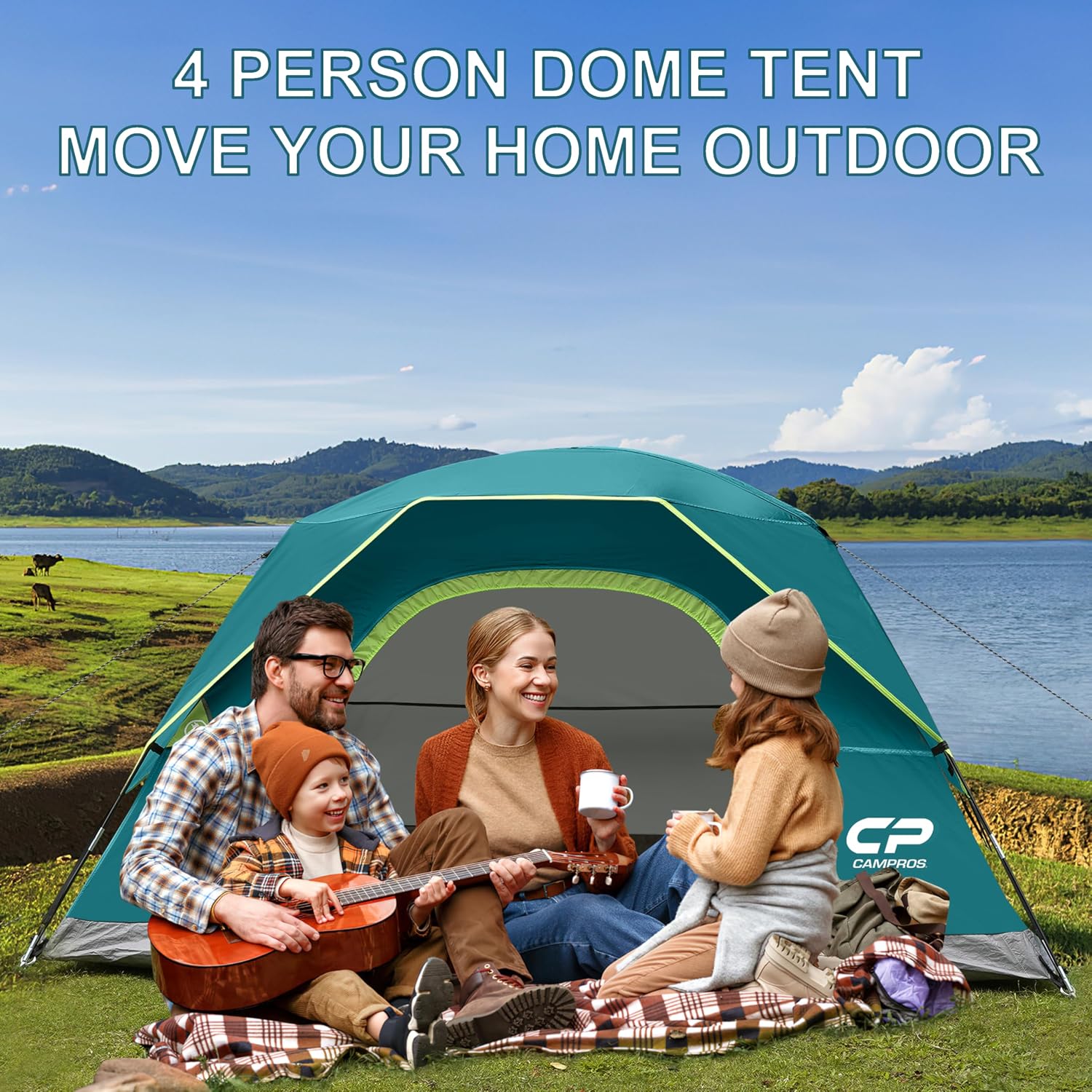 CAMPROS CP Tents for Camping 2/4/6 Person, Waterproof Windproof Dome Tent