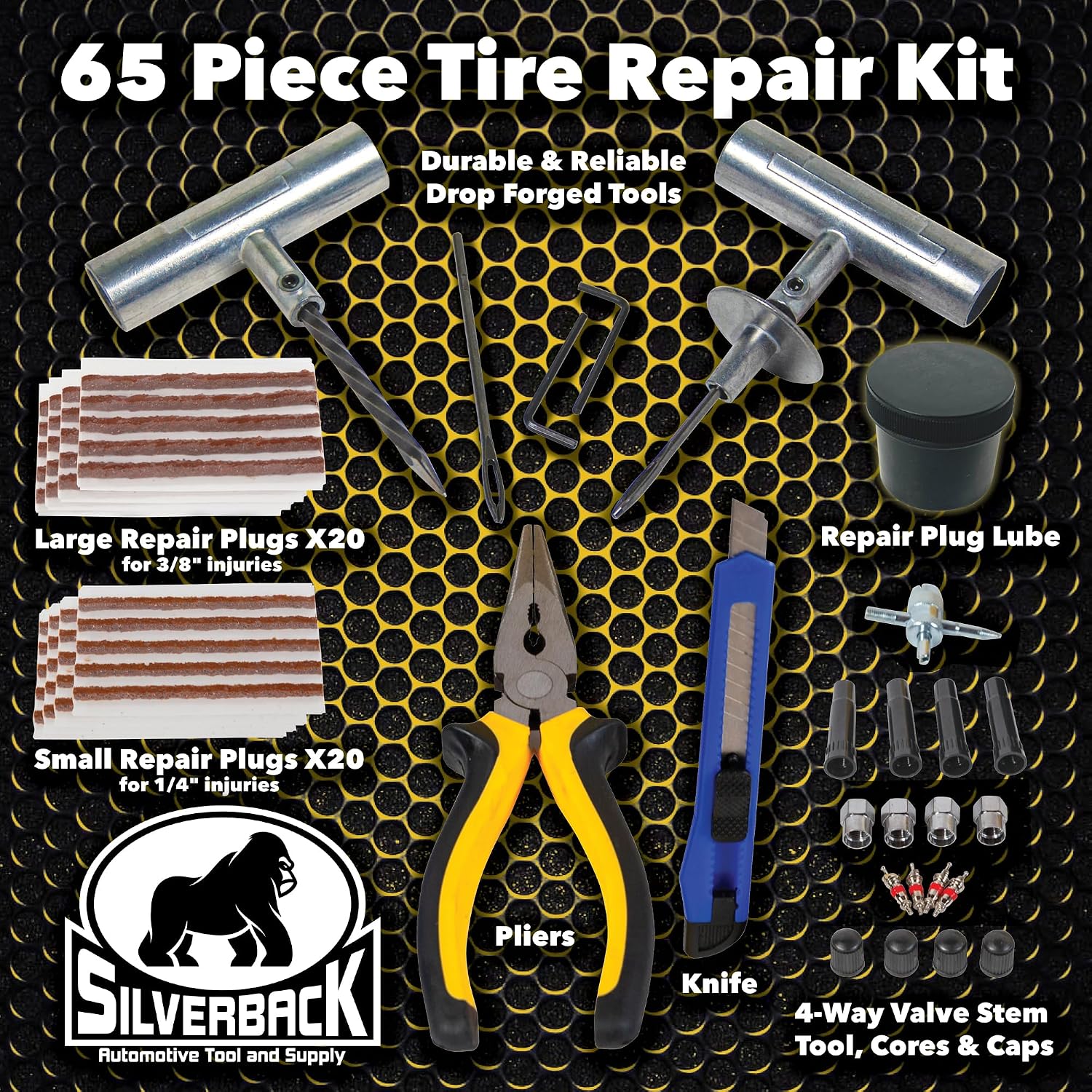 Silverback Tire Plug Repair Kit for Cars Trucks ATVs & Motorcycles