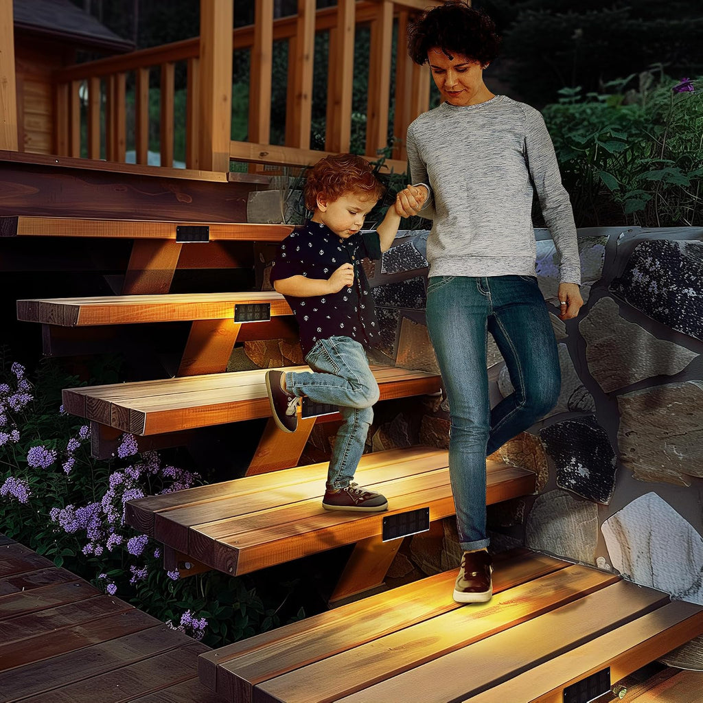 Solar Step Lights, Stair Lights Outdoor Waterproof Decor 6 Pack Warm White