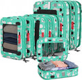 LeanTravel Premium Compression Packing Cubes for Travel - Suitcase Organizer Bags with Double Zipper & Breathable Mesh Panel - Space Saving Carry On Luggage Essentials (6-Pack, Green Cactus)