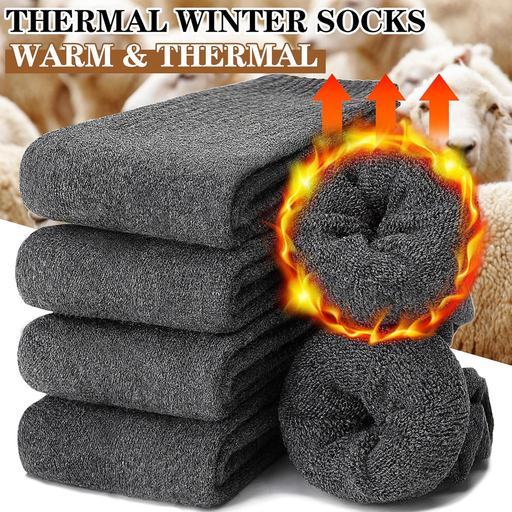 MOGGEI 5 Pairs Womens Merino Wool Socks Hiking Warm Winter Thick Thermal Crew Cozy Cabin Ladies Gift Comfy Boot Work Socks