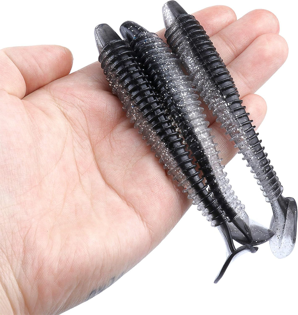 RUNCL Swimbaits Paddle 10/20/30/40PCS, 5/4/3/2 Inchs Paddle Tail, Soft Lure for Trout Crappie Bass, Durable Plastic Bait Swimmer for Saltwater/Freshwater, Fishing Lover's Gift