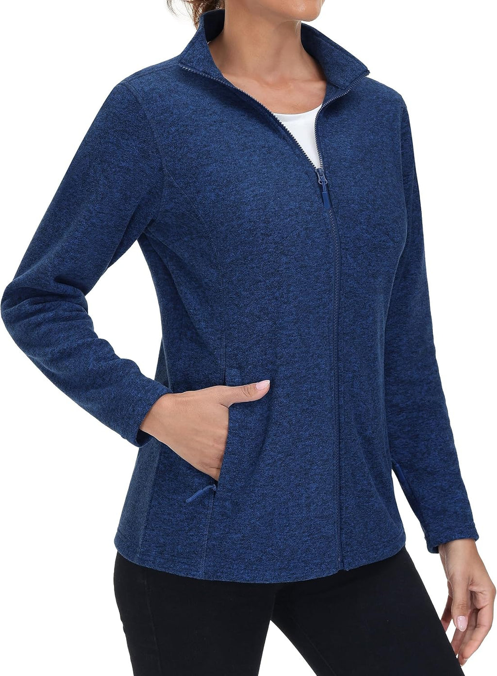 MAGCOMSEN Womens Fleece Zip Up Jacket with Pockets Lightweight Soft Coat