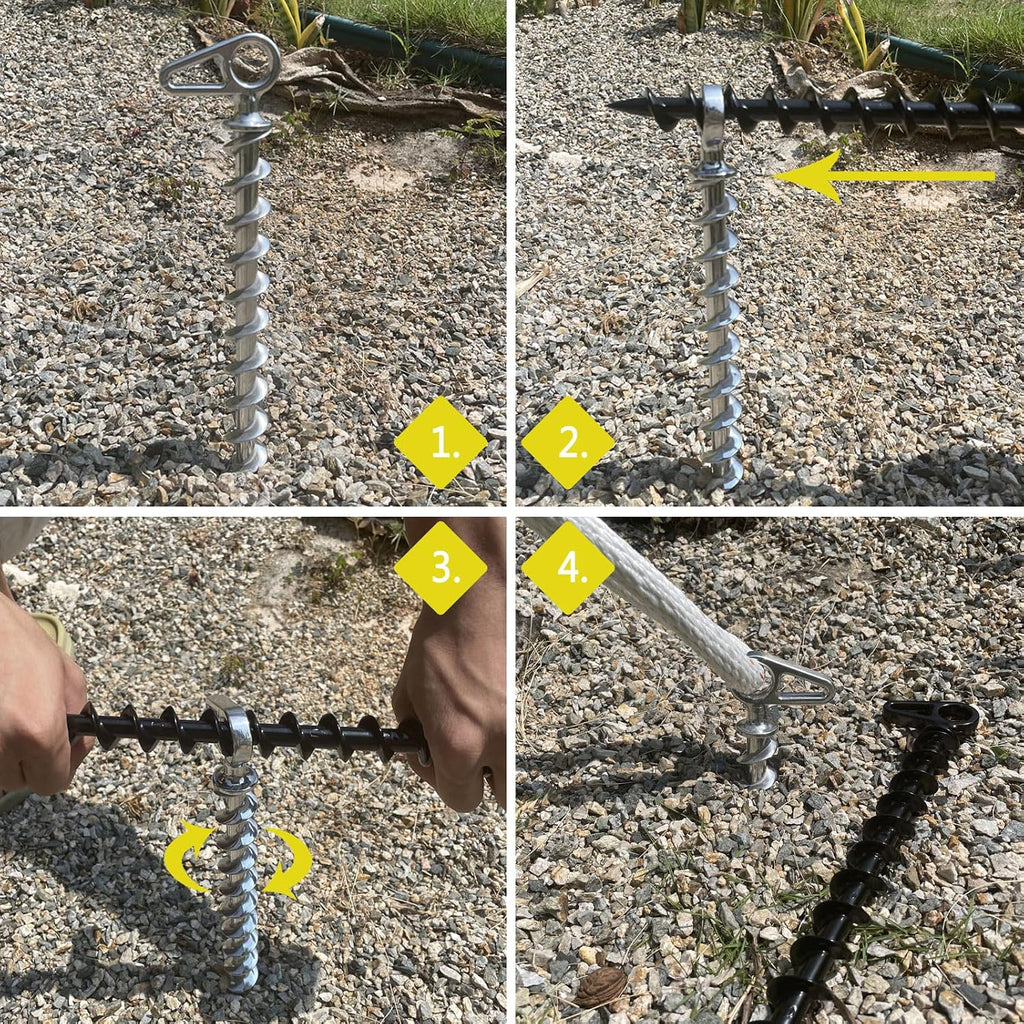Aluminum Screw in Tent Stakes 11 Inch 9 Pcs Ground Anchors, Silver