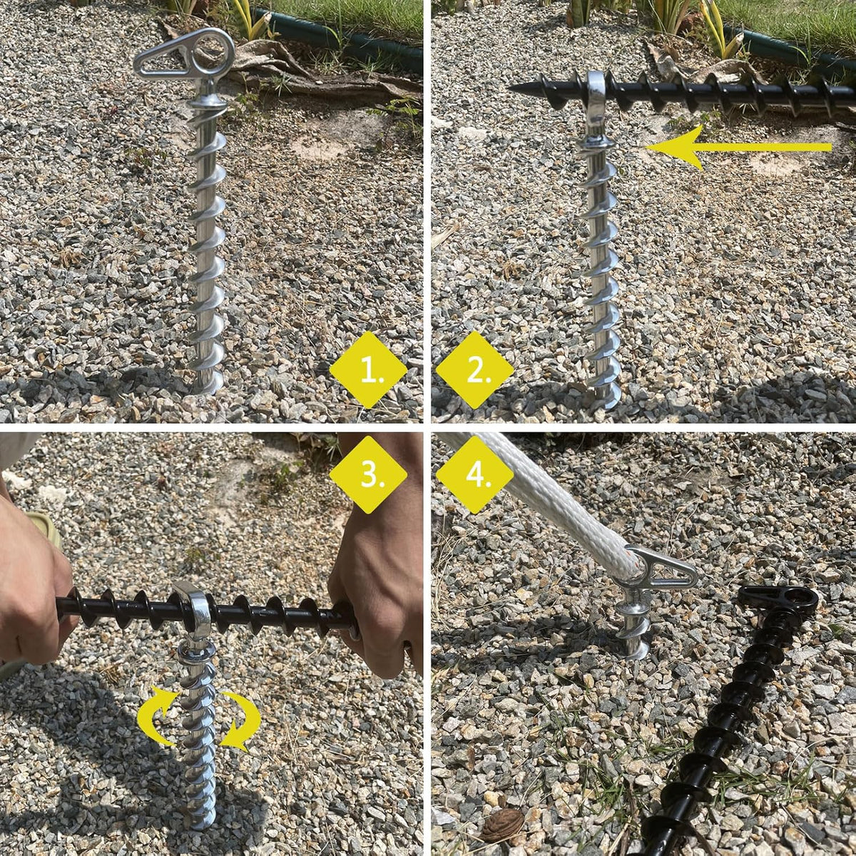 Aluminum Screw in Tent Stakes 11 Inch 9 Pcs Ground Anchors, Silver