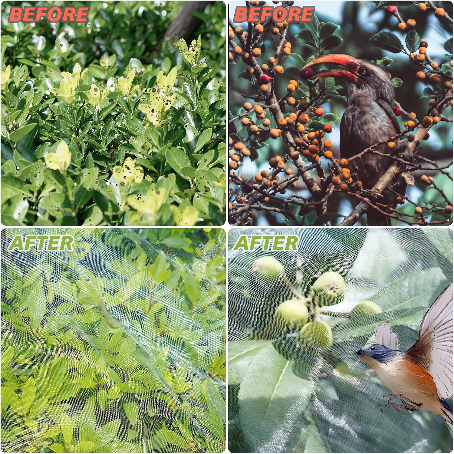 Garden Netting Mosquito Insect Birds Animals Barrier Protection Net Ultra Fine Garden Mesh Netting Plant Covers for Vegetable Plants Fruits Flowers Trees Greenhouse Row Cover(10×50 Ft)