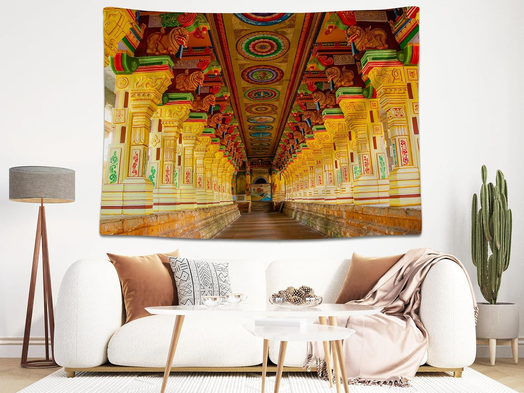7x5ft Hindu Temple Backdrop Meenakshi Temple Traditional Cultural Architecture Photography Background Indian Landmark Religious Travel Portrait Photo Booth Studio Props Wallpaper