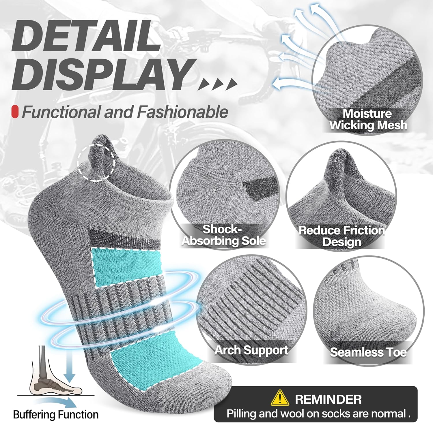 Anlisim Merino Wool Ankle Running Hiking Socks for Women and Men