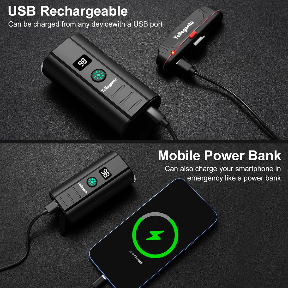 Super Bright 6 LED Bike Lights, 6400mAh USB C Rechargeable Bicycle Lights