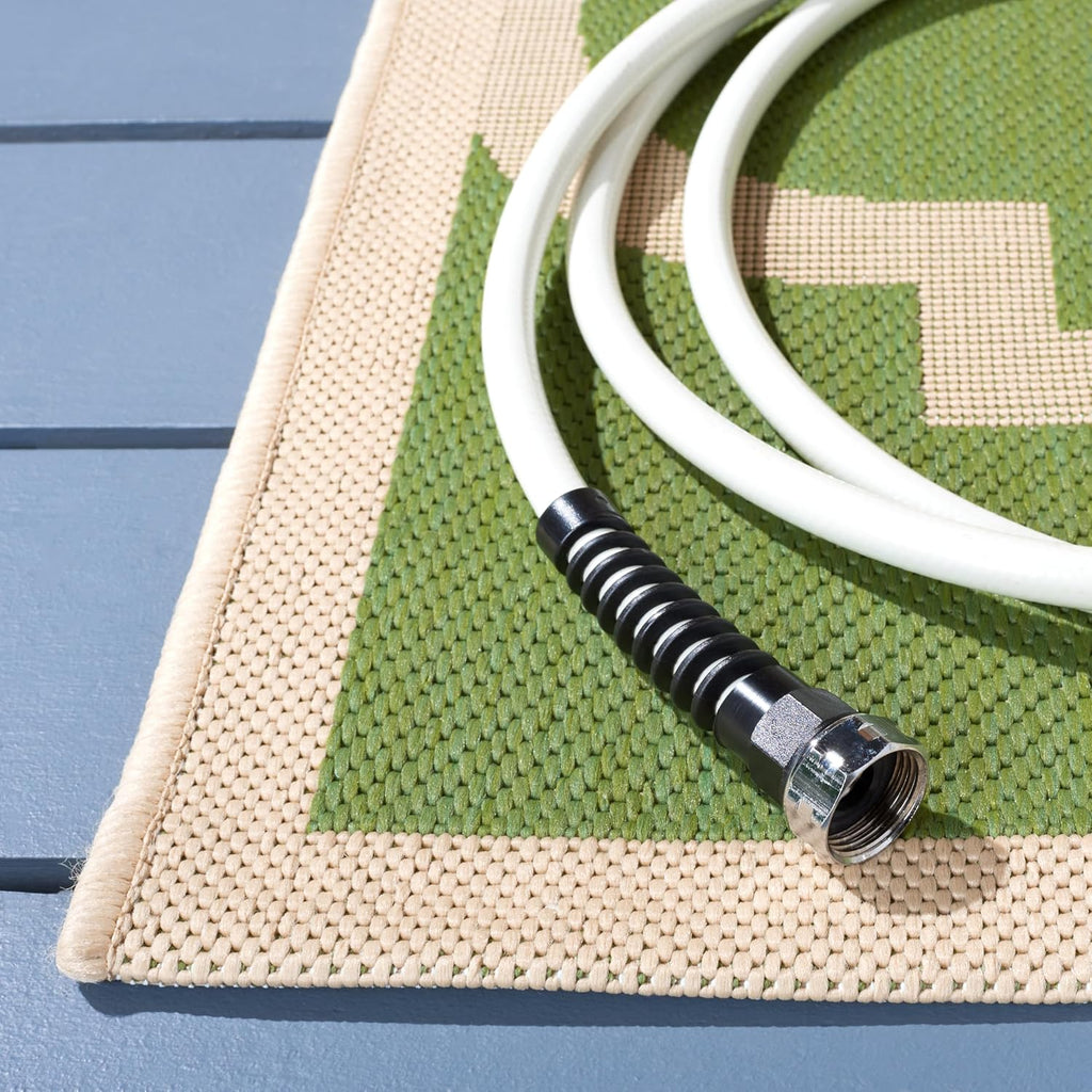SAFAVIEH Washable Rug Outdoor Courtyard Collection - 2' x 3'7", Green & Beige, Non-Shedding & Easy Cleaning, Ideal for Patio, Front Door, Entryway, Doormat (CY6243-244)