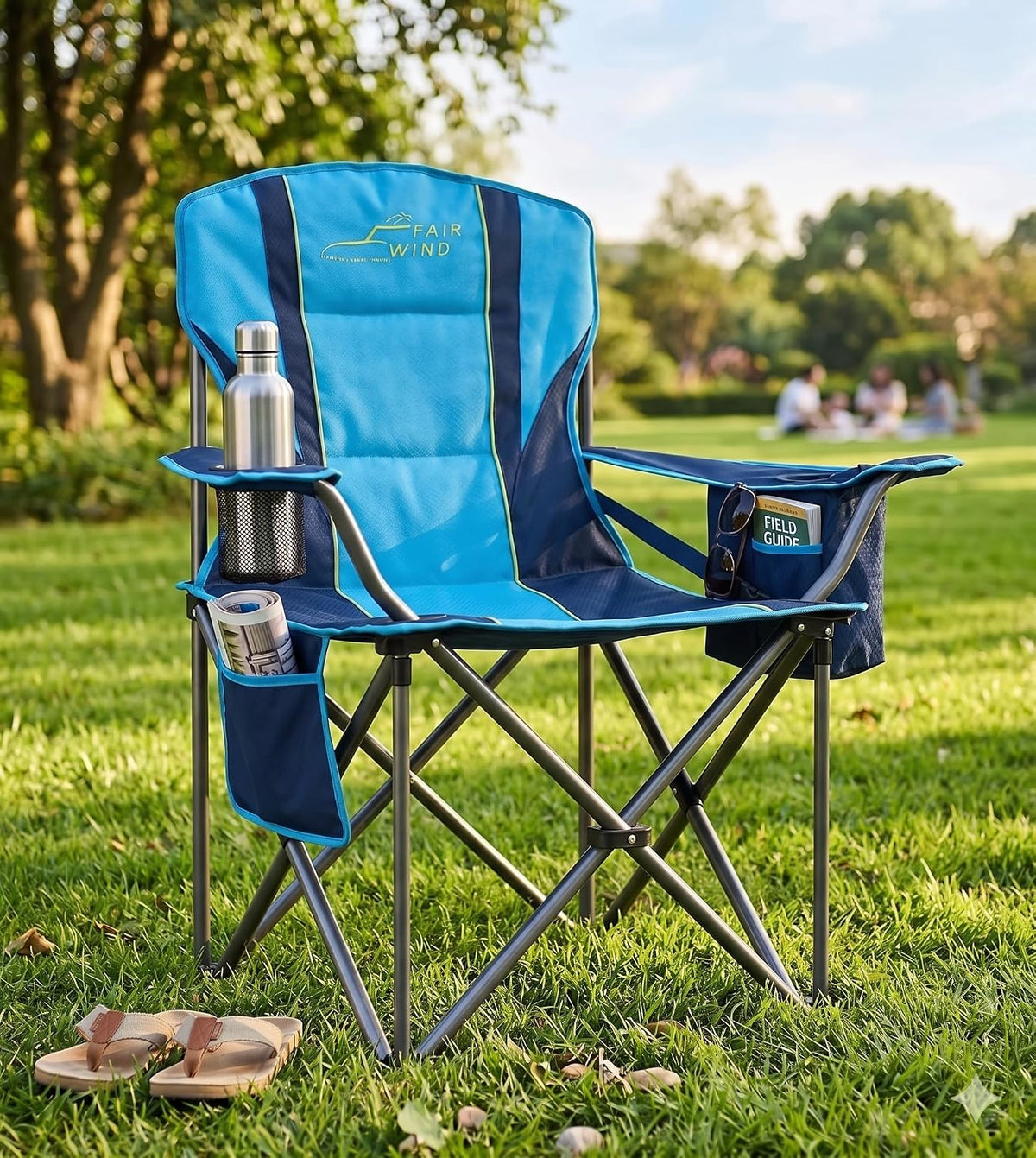 FAIR WIND Oversized Fully Padded Camping Chair with Cooler for Adults