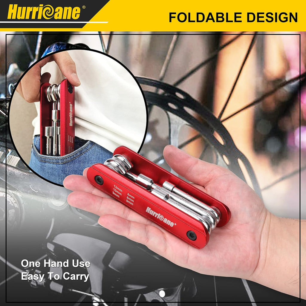 HURRICANE 6 in 1 Folding Nut Driver Set Metric, Hex Nut Driver Set, Folding Socket Wrench, Cr-V Steel Shank, Portable Premium Aluminum Handle. Easy to Carry Out. 5mm, 6mm, 8mm, 9mm, 10mm, 12mm