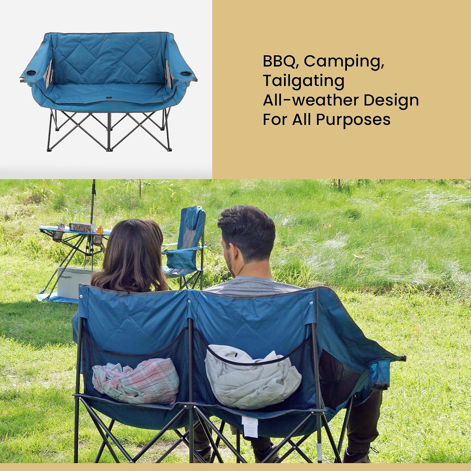 ARROWHEAD OUTDOOR Portable Folding Double Duo Camping Chair Loveseat