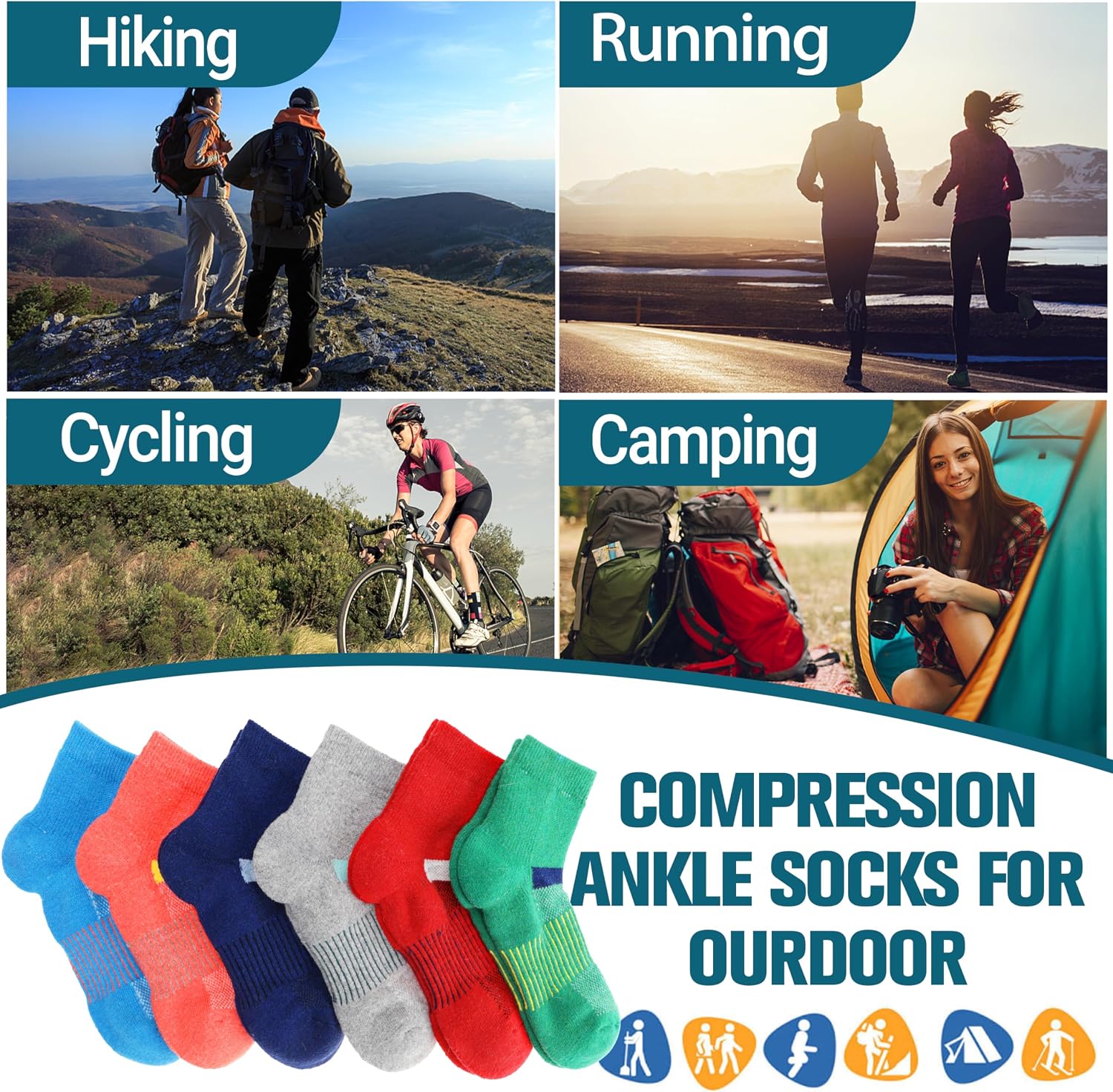 Anlisim Merino Wool Ankle Running Hiking Socks for Women and Men