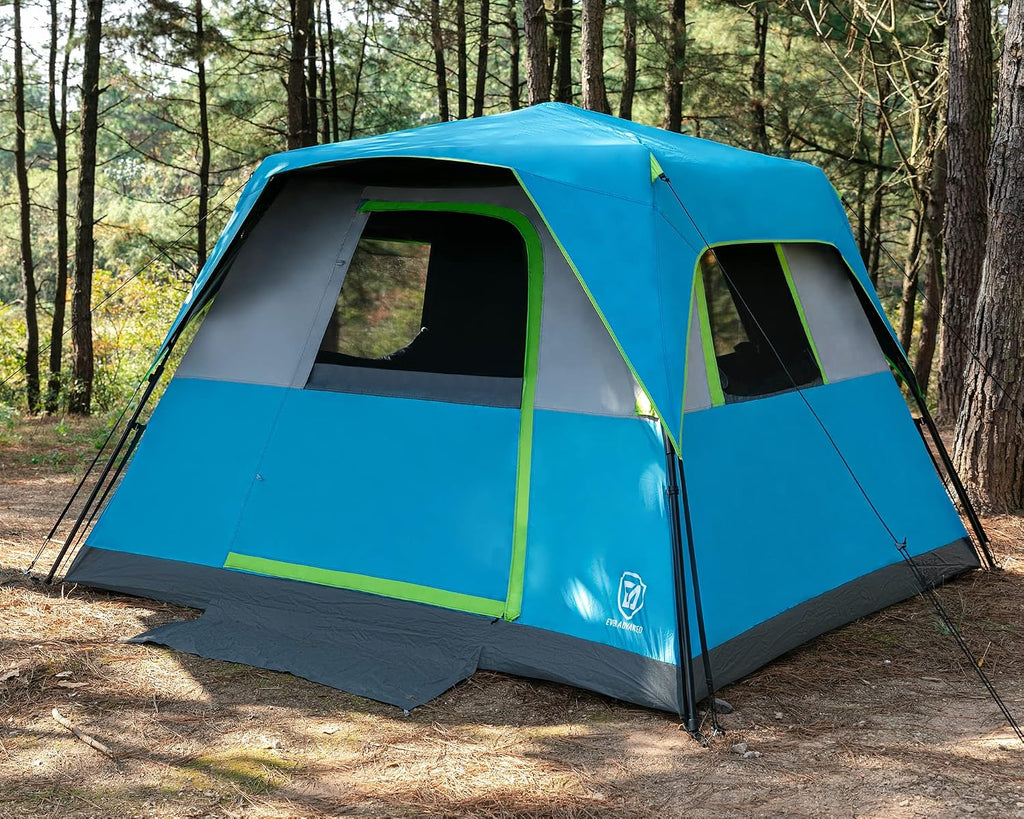 EVER ADVANCED 6 Person Camping Tent, Blackout Design Tent for Camping Instant Cabin Tents for Family with Rainfly, 60s Easy Setup, Water-Resistant
