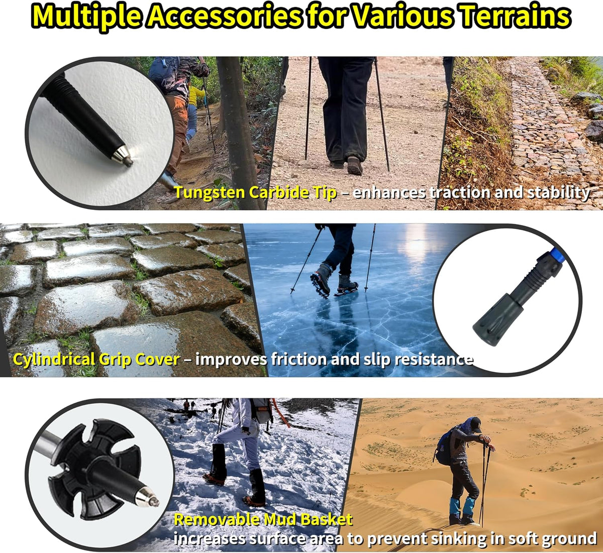 2-Pack 7075 Aluminum Ultralight Folding Trekking Poles, Professional Walking Sticks for Hiking, Adjustable, Portable for Trekking, Camping, Mountaineering