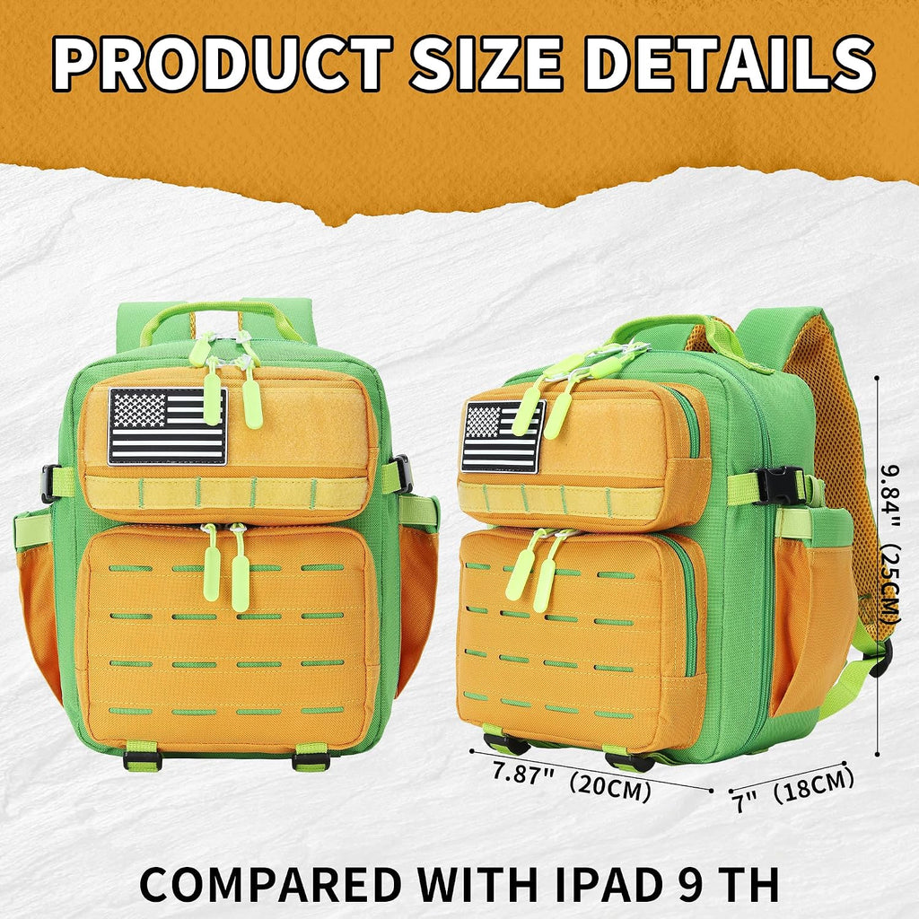 9L Mini Tactical Backpack for Men and Women Tactical Backpack Small for Hiking Small Tactical Bag (Orange&Green)