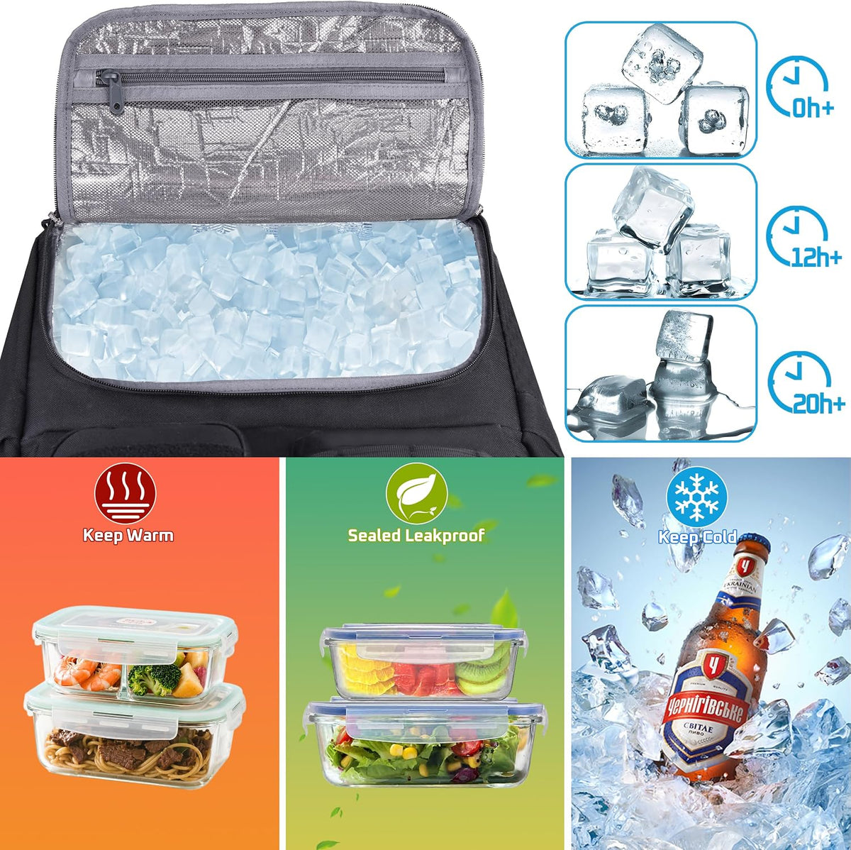 HILOMON Laptop LunchBox Backpack 2-in-1 Insulated Cooler Work Bag for Men