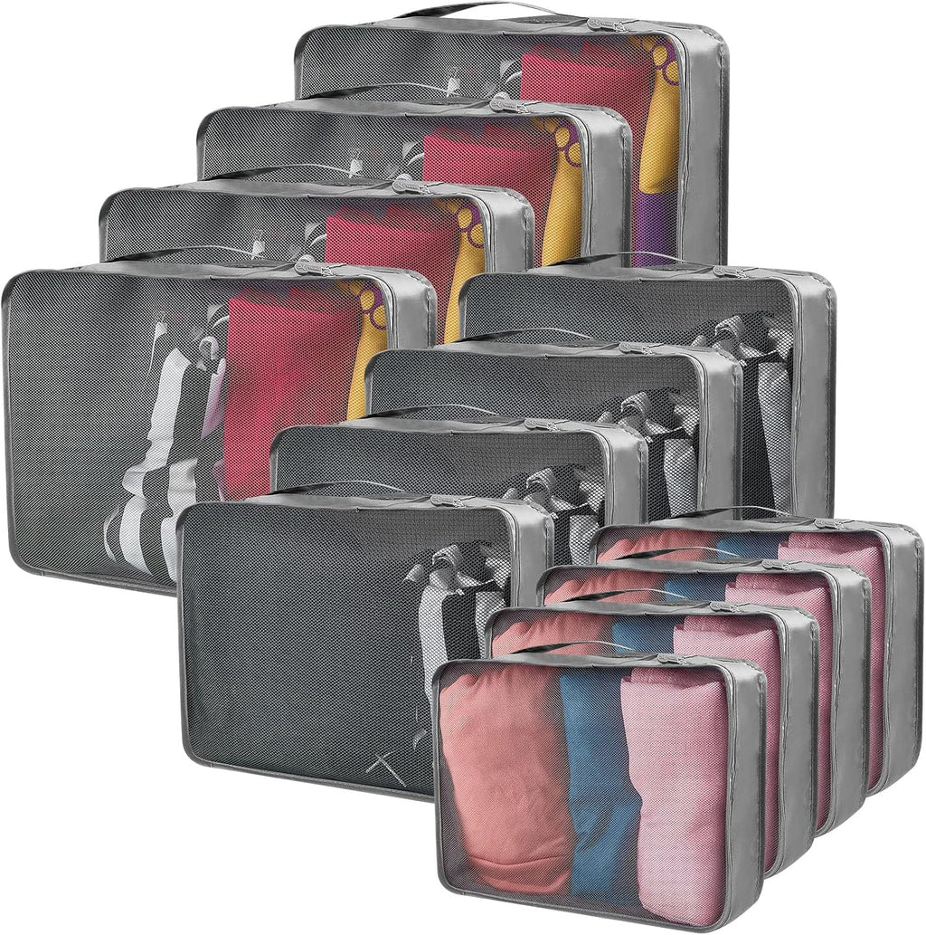 Silkfly 12 Pcs Packing Cubes for Travel,XL, L, M,Classic,Gray