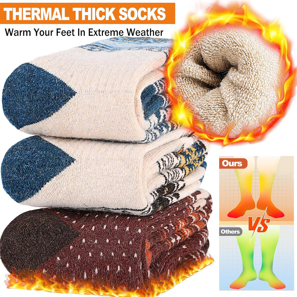 Welwoos 3 Pairs Merino Wool Ski Socks for Womens Mens Thermal Winter Warm Thick Knee High Socks for Skiing Snowboarding