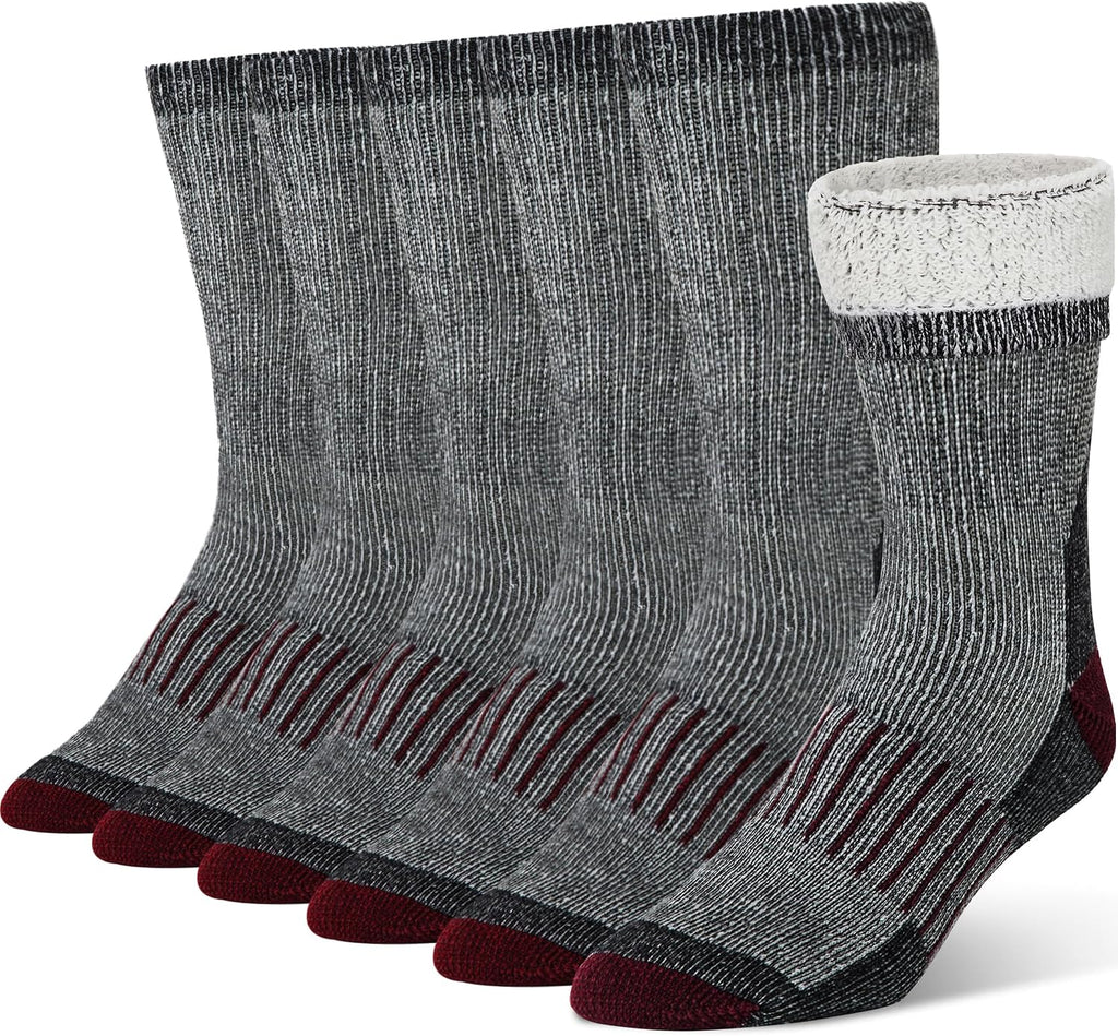 Alvada Mens Merino Wool Crew Socks Thermal and Warm Socks for Winter Work Hiking Running 3 Pairs