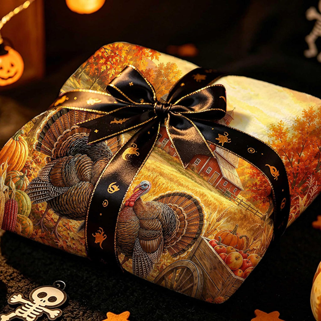 Thanksgiving Turkey Throw Blanket, Fall Farmhouse Fleece Blanket