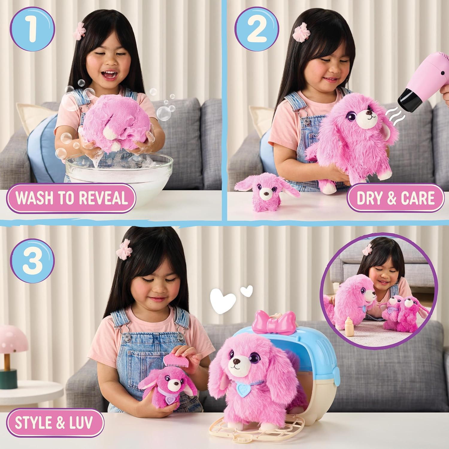 ScruffaLuvs Mom & Baby Scruffs Dachshund Plush Toys, Wash to Reveal