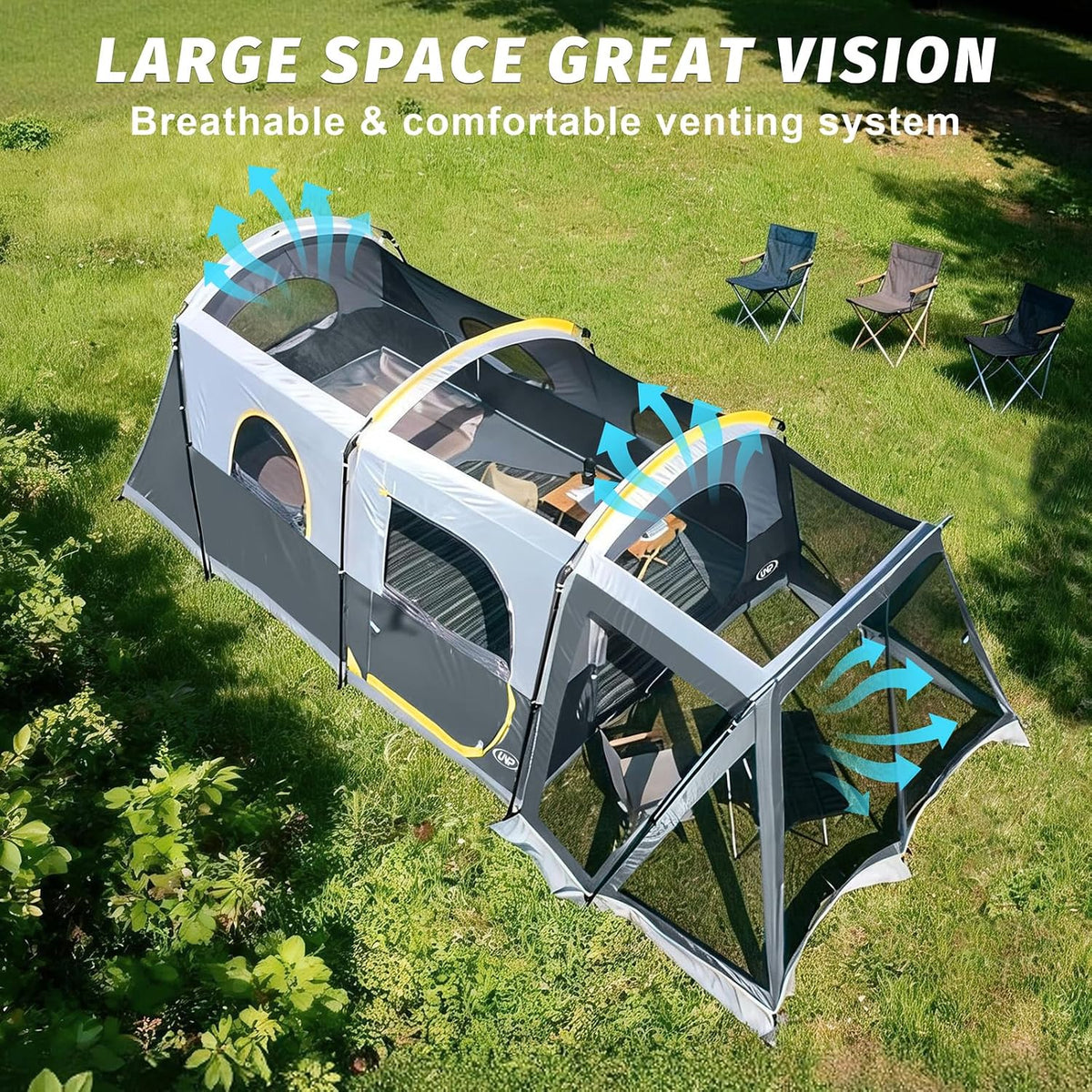 UNP Camping Tent 8 Person Waterproof Big Tunnel Tent with Screen Porch