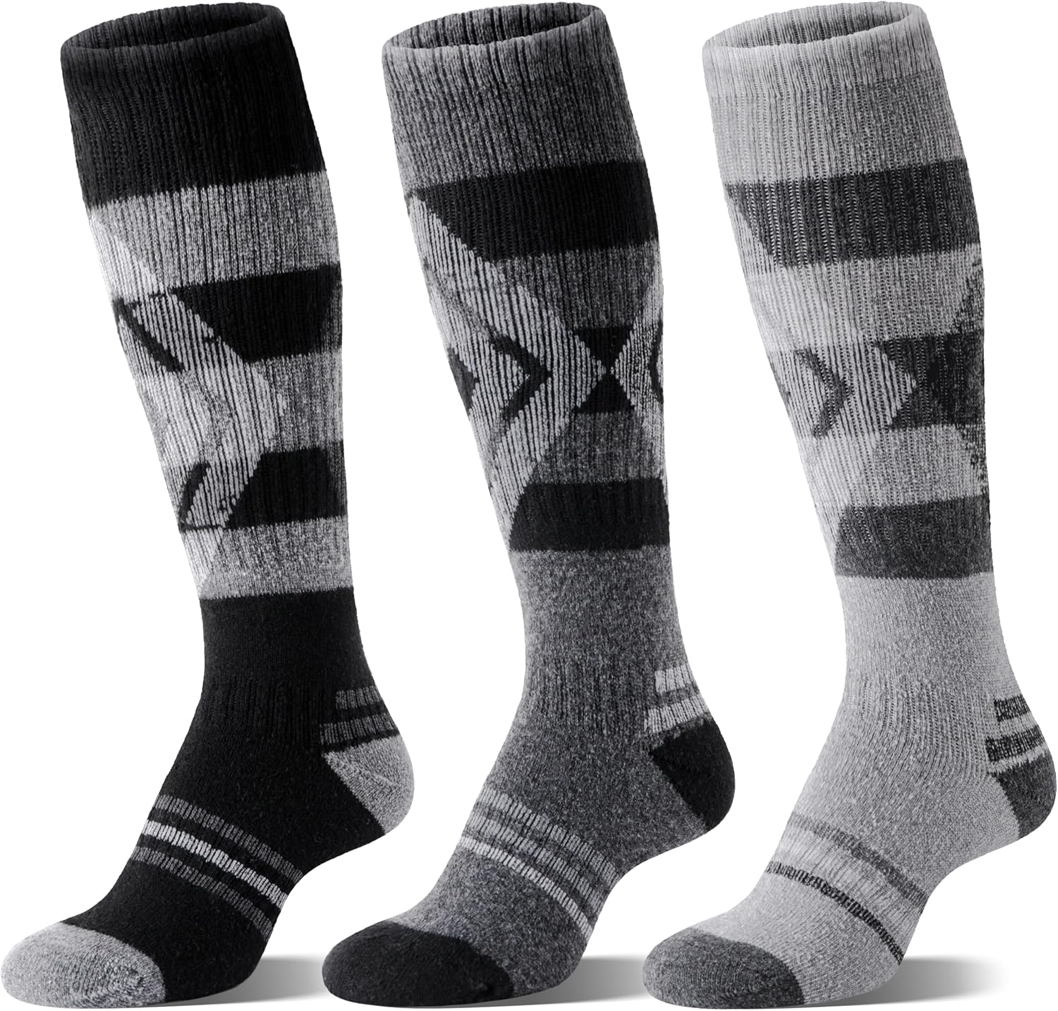 Welwoos 3 Pairs Merino Wool Ski Socks for Womens Mens Thermal Winter Warm Thick Knee High Socks for Skiing Snowboarding