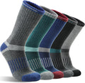 MOGGEI 5 Pairs Merino Wool Hiking Socks Warm Thermal Winter Cozy Cushioned Moisture Wicking Socks for Women & Men