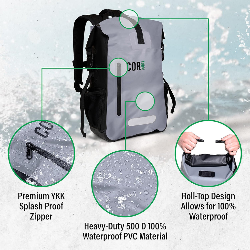 COR Surf Waterproof Dry Bag Backpack with Padded Laptop Sleeve 25L & 40L Heavy Duty Roll-Top Pack